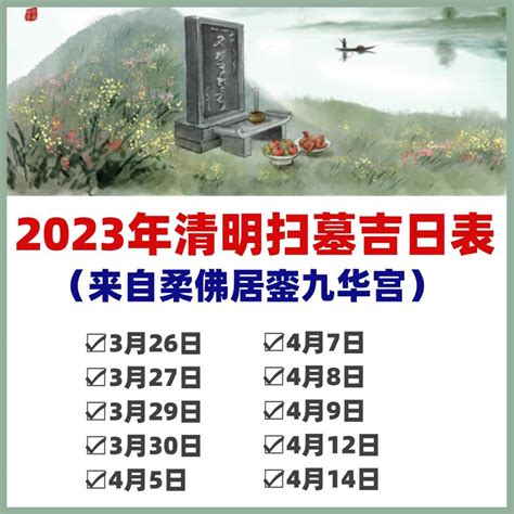 2023年掃墓吉日|2023年清明扫墓吉日表（来自柔佛居銮九华宫）